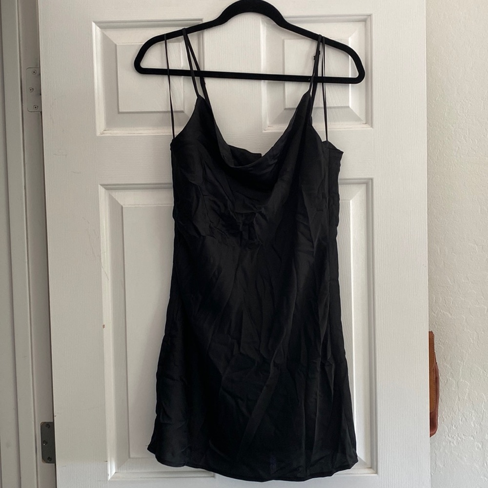 Black mini slip dress